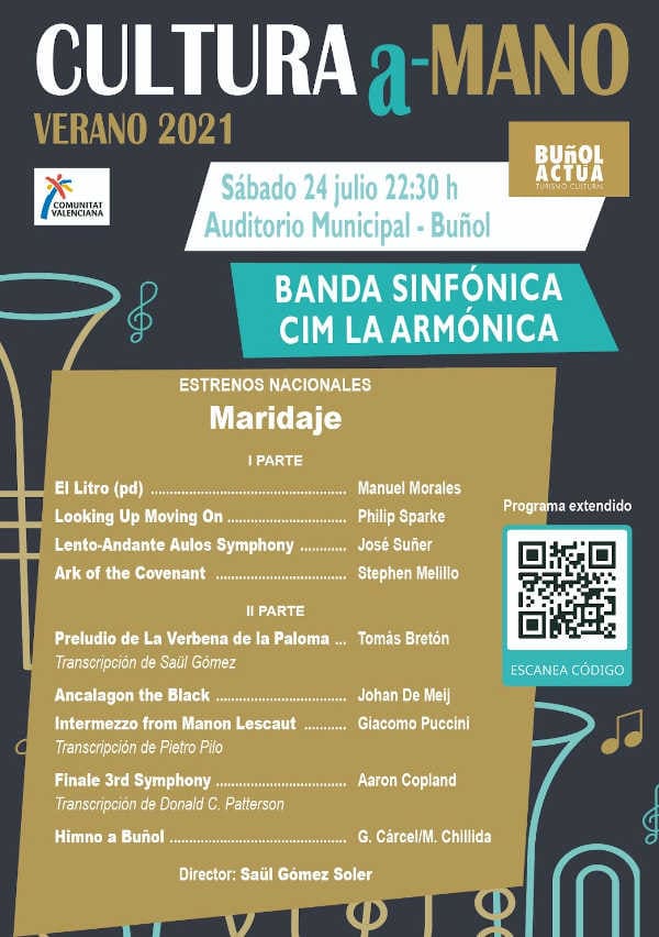 Saül Gómez Soler se pone al frente de la banda sinfónica del CIM La Armónica de Buñol como director invitado