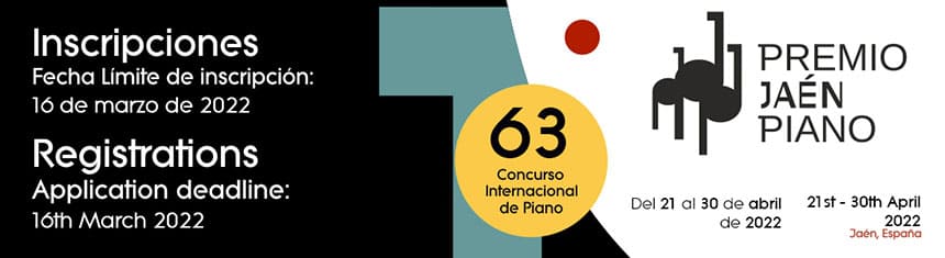 La Diputación de Jaén abre el plazo de inscripción a la 63º edición del Premio Jaén de Piano La Diputación de Jaén abre el plazo de inscripción a la 63º edición del Premio Jaén de Piano