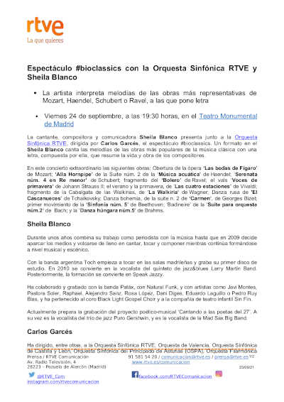 #bioclassics, con Sheila Blanco y la Orquesta Sinfónica RTVE en el Teatro Monumental de Madrid #bioclassics, con Sheila Blanco y la Orquesta Sinfónica RTVE en el Teatro Monumental de Madrid