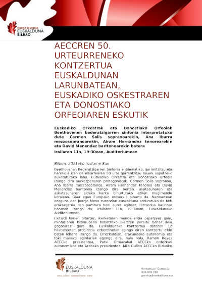 Concierto de la Euskadiko Orkestra y el Orfeón Donostiarra en el Euskalduna de Bilbao