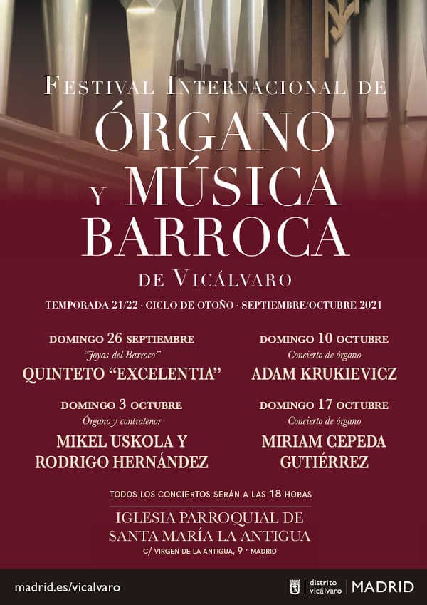 El Festival Internacional de Órgano y Música Barroca de Vicálvaro inicia nueva temporada con el Quinteto Excelentia
