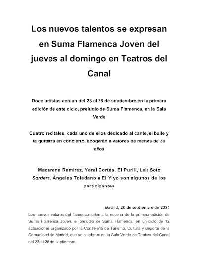 Los nuevos talentos se expresan en Suma Flamenca Joven del jueves al domingo en Teatros del Canal