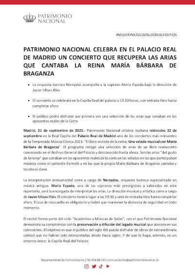 Patrimonio Nacional celebra concierto en el Palacio Real de Madrid