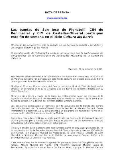 Conciertos de 3 bandas de Cosomuval este fin de semana