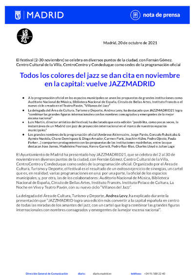 Todos los colores del jazz se dan cita en noviembre en la capital: vuelve JAZZMADRID21