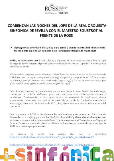 Comienzan las Noches del Lope de la Real Orquesta Sinfónica de Sevilla con el maestro Soustrot al frente