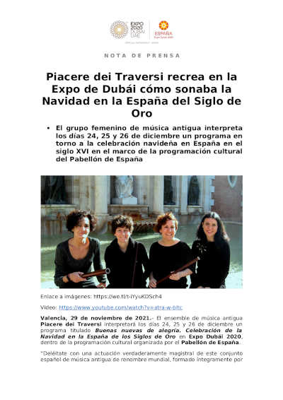 Piacere dei Traversi recrea en la Expo de Dubai cómo sonaba la Navidad en la España del Siglo de Oro