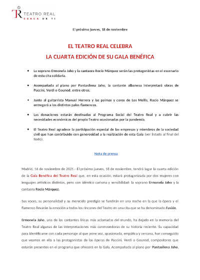 El Teatro Real celebra la cuarta edición de su gran gala benefica anual
