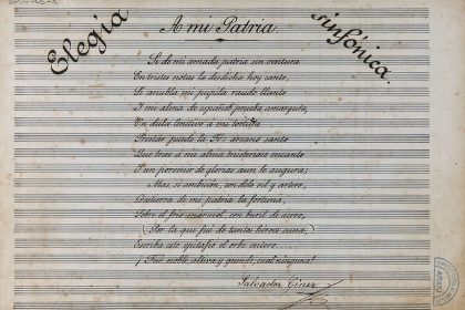 La Societat Coral el Micalet dona el legado del músico Salvador Giner a la Biblioteca Valenciana Partitura de la elegía sinfónica A mi patria de Giner.