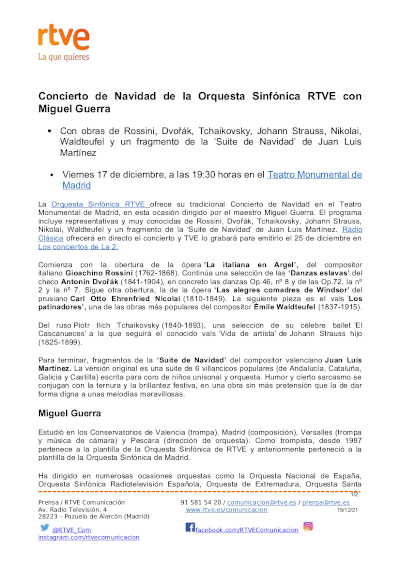 Concierto de Navidad de la Orquesta Sinfónica RTVE con Miguel Guerra
