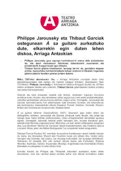 Philippe Jaroussky y Thibaut Garcia presentan À sa guitare, su primer disco juntos, este jueves en el Teatro Arriaga
