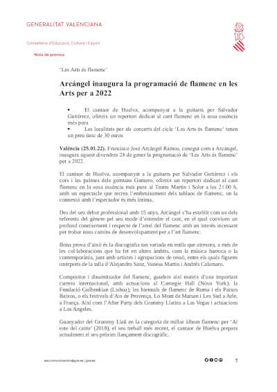 Arcángel inaugura la programación de flamenco en Les Arts para 2022