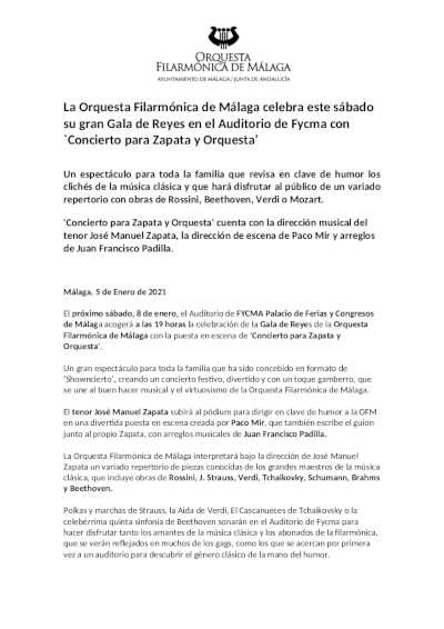 La Orquesta Filarmónica de Málaga celebra su gran Gala de Reyes en el Auditorio de Fycma