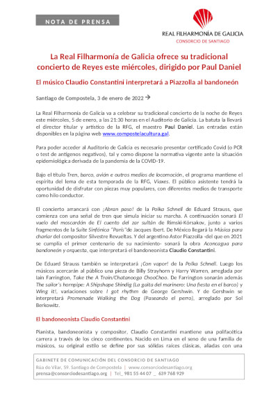 La Real Filharmonía de Galicia ofrece su tradicional concierto de Reyes, dirigido por el maestro Paul Daniel