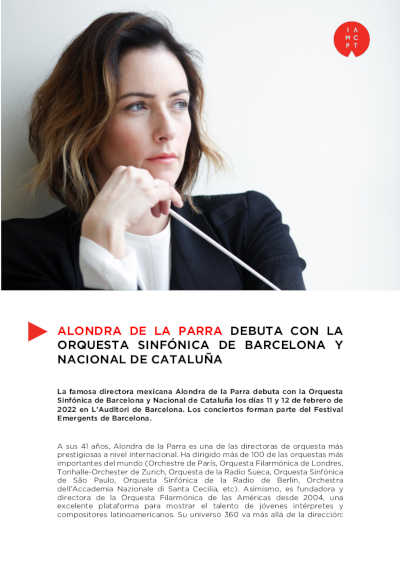 Alondra de la Parra debuta con la Orquesta Sinfónica de Barcelona y Nacional de Cataluña