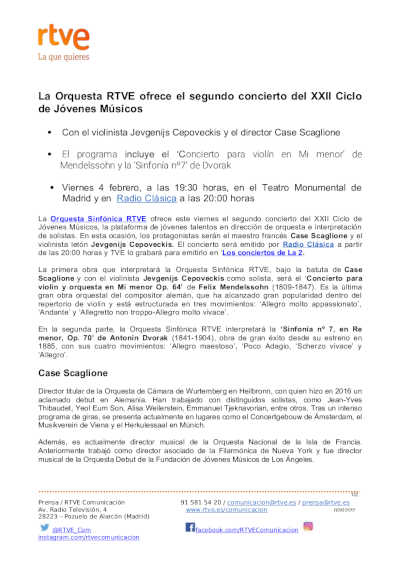 La Orquesta RTVE ofrece el segundo concierto del XXII Ciclo de Jóvenes Músicos