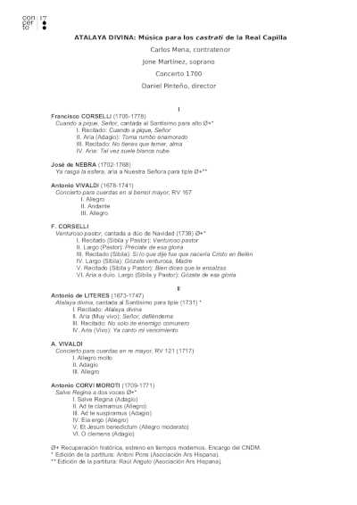 Daniel Pinteño y Concerto 1700 recuperan música compuesta para los «castrati» de la Real Capilla