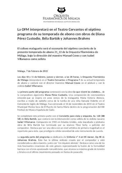 La OFM interpretará en el Teatro Cervantes el séptimo programa de su temporada de abono