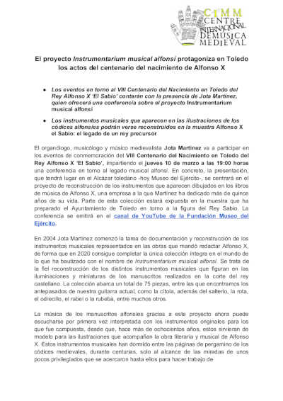 Jota Martínez en el VIII Centenario del Nacimiento en Toledo del Rey Alfonso X ‘El Sabio’