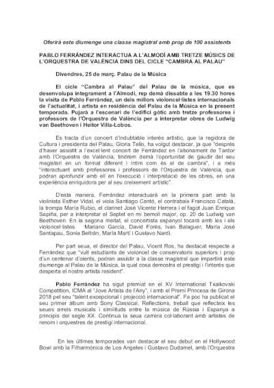 Pablo Ferrández interactúa en el Almudín con trece músicos de la Orquésta de València