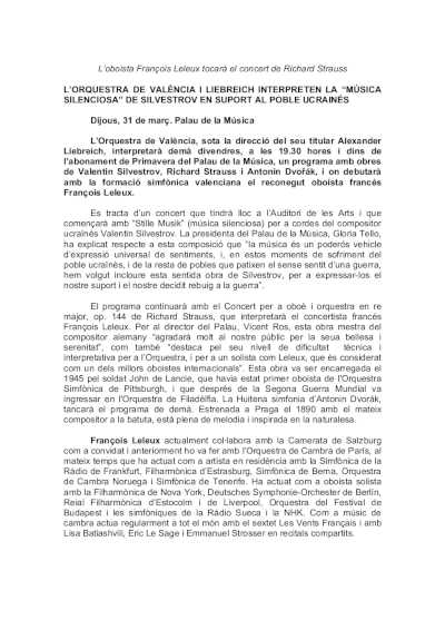 La Orquesta de València y Liebreich interpretan la “Música Silenciosa” de Silvestrov