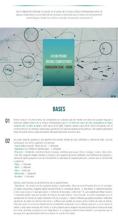 Abierta la convocatoria del XXXIII Premio Jóvenes Compositores Fundación SGAE-CNDM 2022