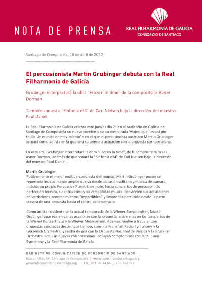 El percusionista Martin Grubinger debuta con la Real Filharmonía de Galicia