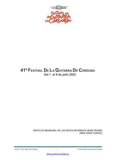 Presentada la 41º edición del Festival de la Guitarra de Córdoba 2022