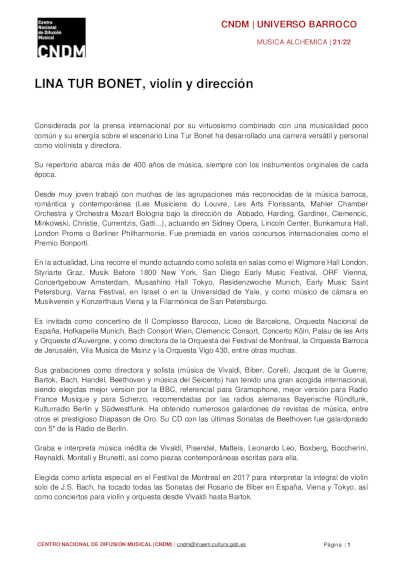 Lina Tur Bonet y su MUSIca ALcheMIca recorren Italia con el Proyecto Europa