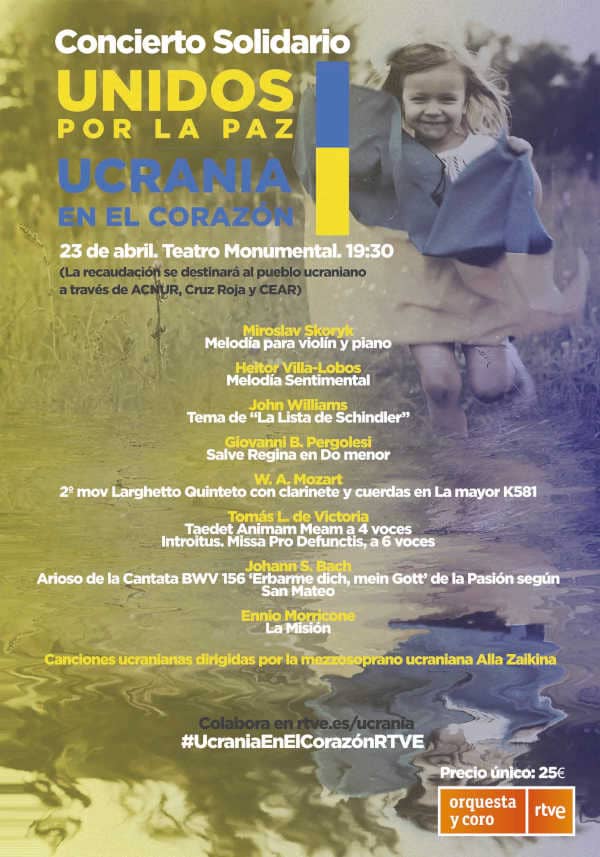 ‘Unidos por la paz: Ucrania en el corazón’, concierto solidario de la Orquesta y Coro RTVE