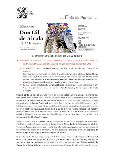 Gloriosa tarde de bises en la última función de ‘Don Gil de Alcalá’ 90 años después