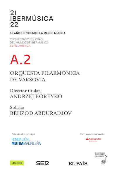 La Orquesta Filarmónica de Varsovia clausura la temporada 21/22 de Ibermúsica