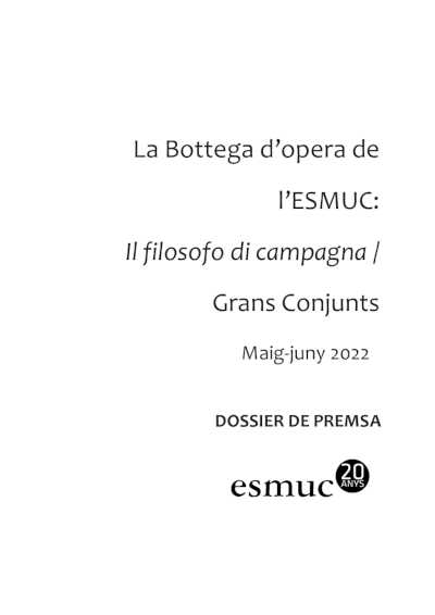 La Bottega de Opera presenta una producción de la ópera Il filosofo di Campagna de Baldassare Galuppi La Bottega de Opera presenta una producción de la ópera Il filosofo di Campagna de Baldassare Galuppi