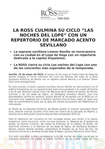 La ROSS culmina su ciclo «Las Noches del Lope» con repertorio de acento sevillano