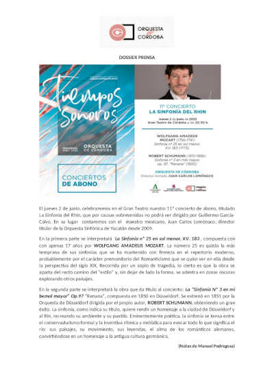 La Orquesta de Córdoba anuncia el 11º concierto del ciclo Tiempos Sonoros