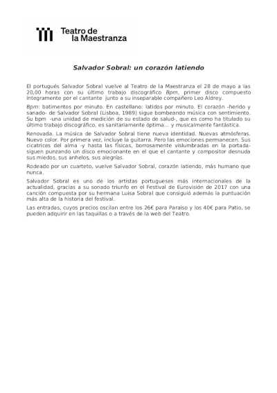 Salvador Sobral: un corazón latiendo en el Teatro de la Maestranza