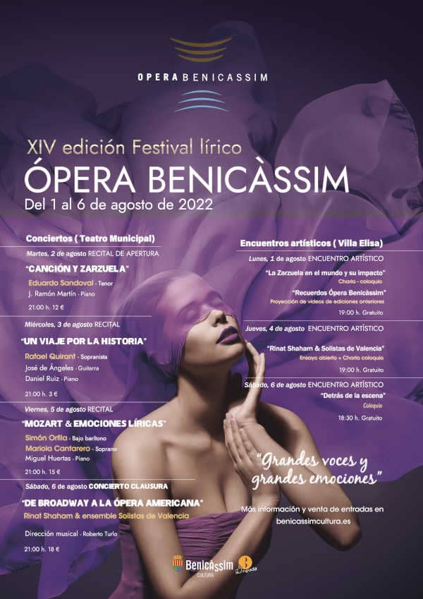 Orfila, Cantarero, Shaham y Sandoval en la XIV edición del Festival Lírico Ópera Benicàssim