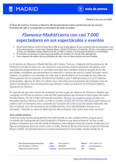 ‘Flamenco Madrid’ cierra su sexta edición con casi 7.000 espectadores