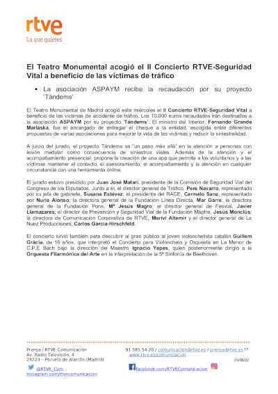 El Teatro Monumental acogió el II Concierto RTVE-Seguridad Vital a beneficio de las víctimas de tráfico