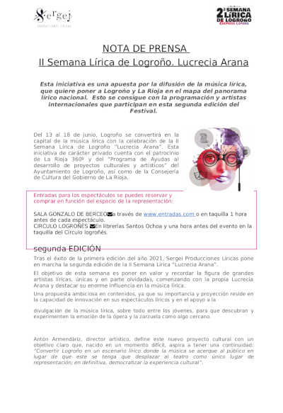 Resumen de la II Semana Lírica de Logroño «Lucrecia Arana»