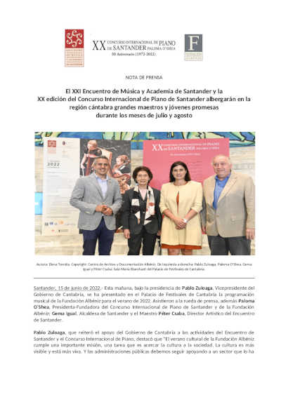 XXI Encuentro de Música y Academia y XX edición del Concurso Internacional de Piano de Santander