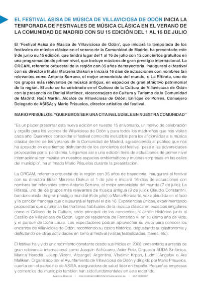 Comienza la XV edición del Festival Asisa de Música de Villaviciosa de Odón
