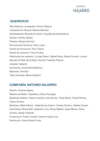 La Orquesta de Extremadura participa en la presentación de Querencia, de la Compañía de Danza Española