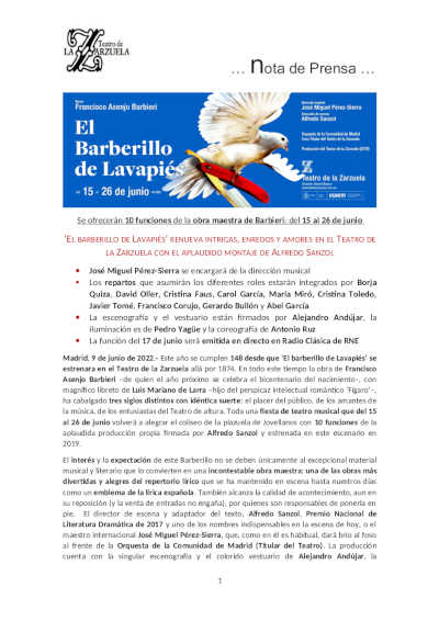 ‘El barberillo de Lavapiés’ renueva intrigas, enredos y amores en el Teatro de la Zarzuela