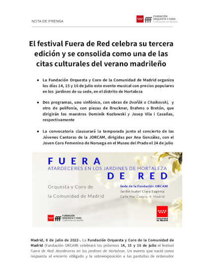 El festival Fuera de Red en su tercera edición se consolida como una de las citas culturales del verano madrileño