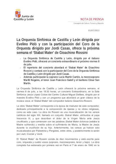 La Orquesta Sinfónica de Castilla y León dirigida por Evelino Pidò con la participación del Coro de la Orquesta La Orquesta Sinfónica de Castilla y León dirigida por Evelino Pidò con la participación del Coro de la Orquesta