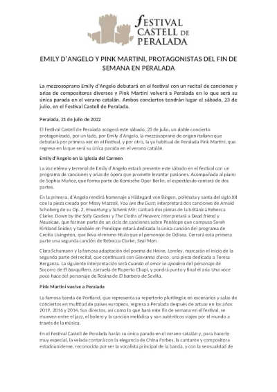 Emily d’Angelo y Pink Martini, son los protagonistas del Festival Castell de Peralada