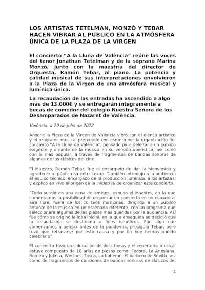 Los artistas Tetelman, Monzó y Tebar hacen vibrar al público en la Plaza de la Virgen