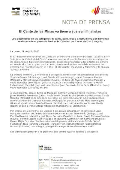 El Cante de las Minas ya tiene a sus semifinalistas