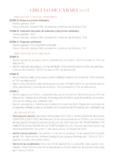 El Círculo de Bellas Artes de Madrid presenta la IV temporada del ciclo Círculo de Cámara El Círculo de Bellas Artes de Madrid presenta la IV temporada del ciclo Círculo de Cámara